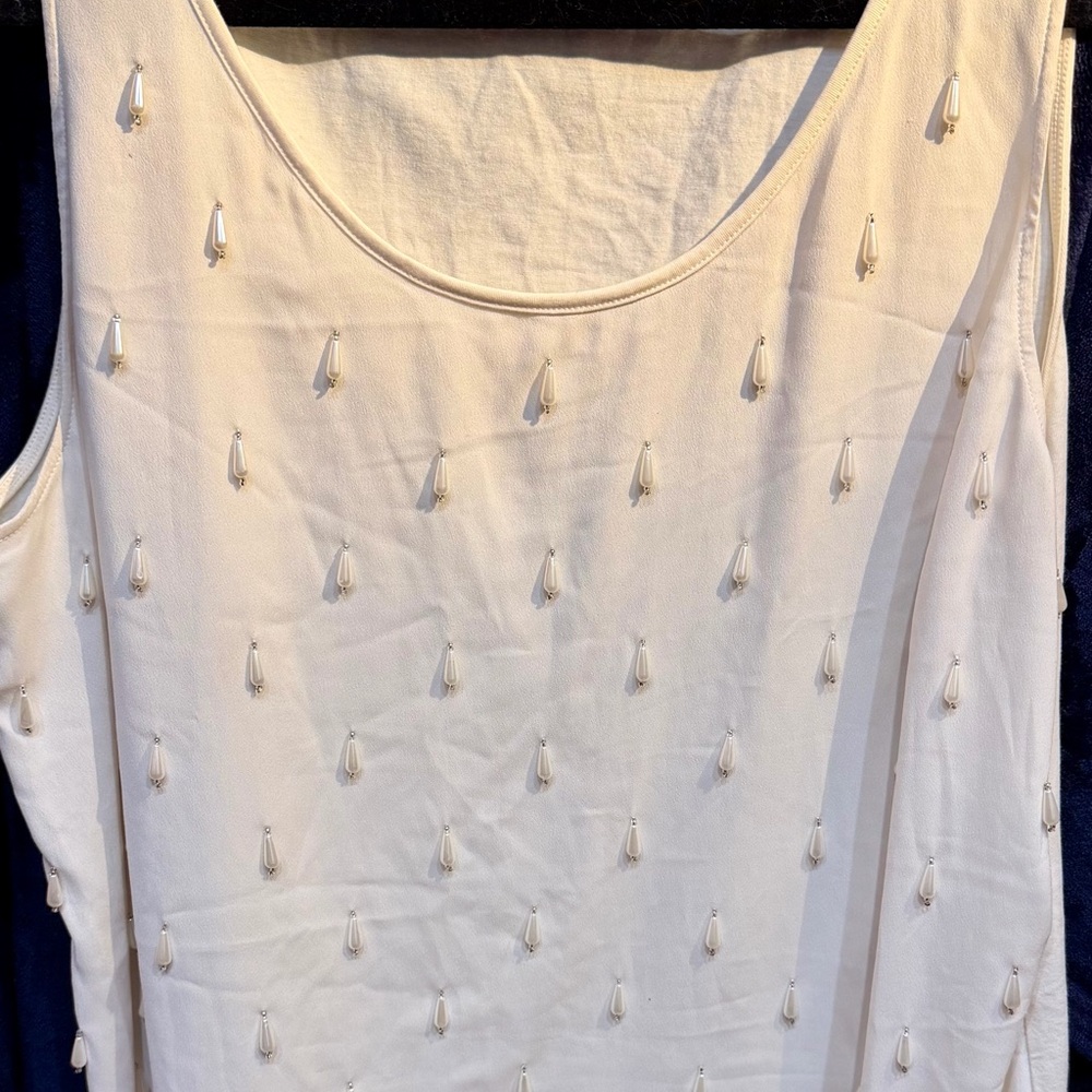 Ann Taylor Ivory Embellished Tank Top